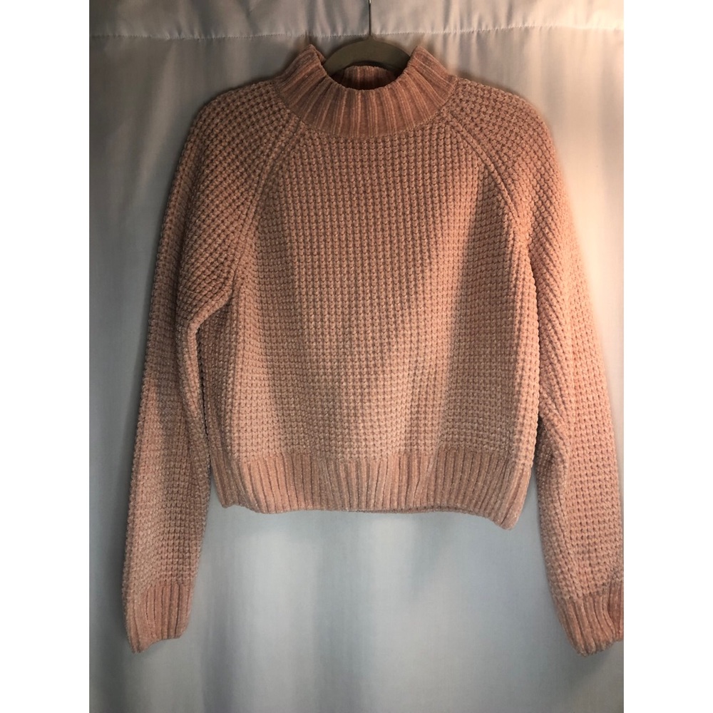Light pink mock neck cropped sweater